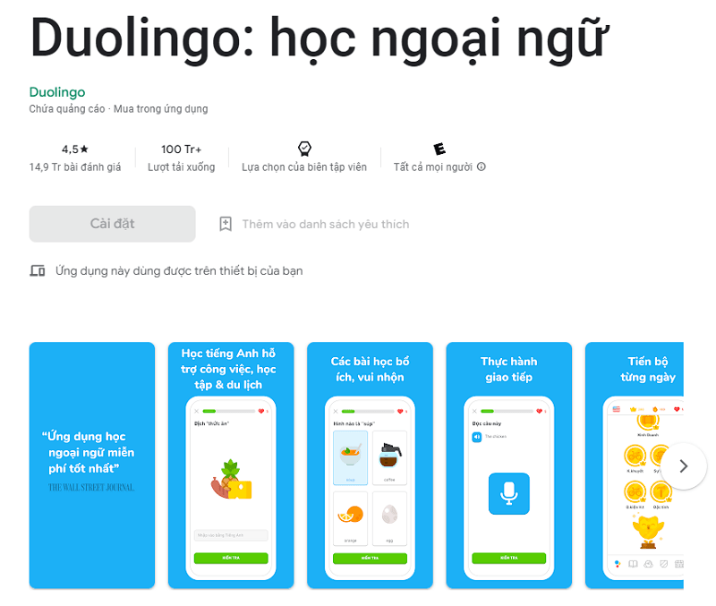 Duolingo: Free English learning app for 5-year-olds.  (Photo: Internet Collection)