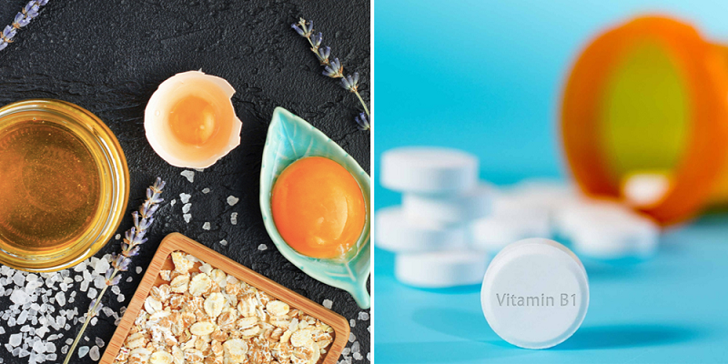 Sử dụng trứng gà, dầu ô liu kết hợp cùng vitamin B1. (Ảnh: Sưu tầm Internet)