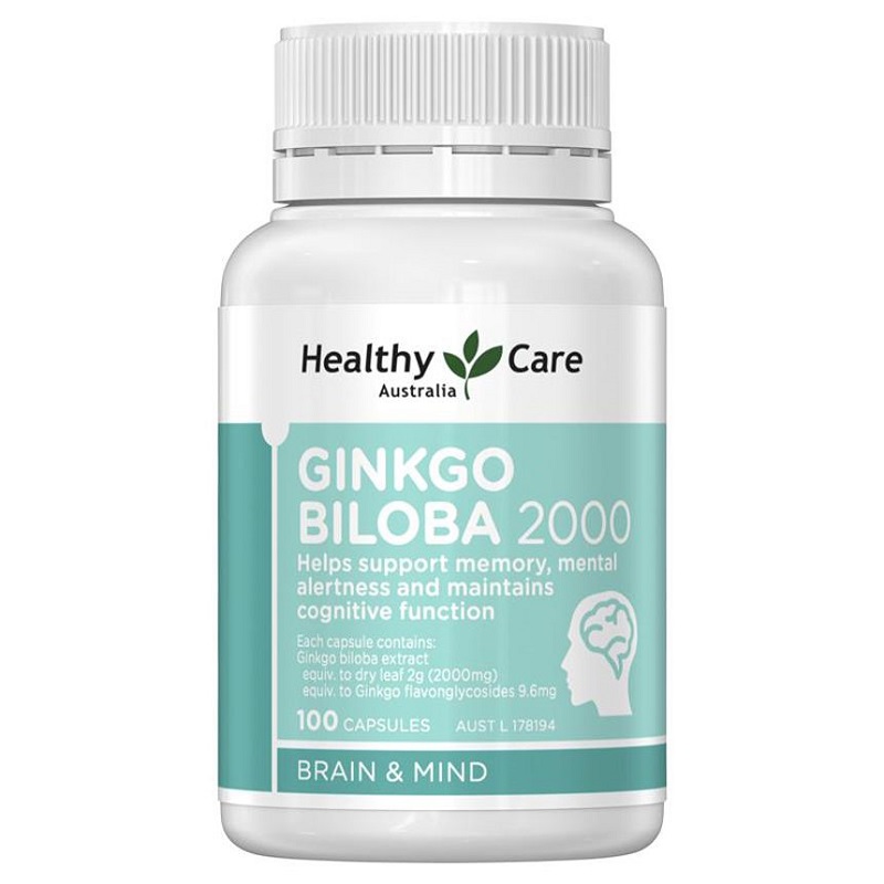 Viên uống bồi bổ não Healthy Care Ginkgo Biloba 2000. (Ảnh: Sưu tầm Internet)