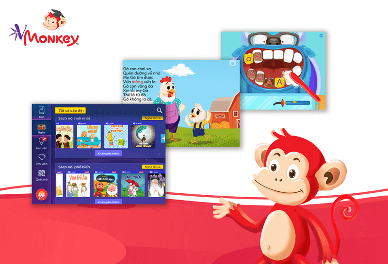 VMonkey - Ứng dụng canh ty kiến tạo nền tảng giờ đồng hồ Việt vững chãi cho tới trẻ con. (Ảnh: Monkey)