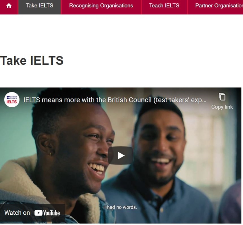 Take IELTS - British Council. (Ảnh: Tác giả)