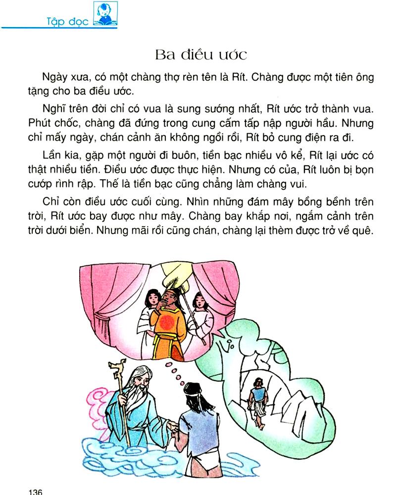 Giải bài tập Tiếng Việt lớp 3 Ba điều ước.  (Ảnh: Sưu tầm Internet)