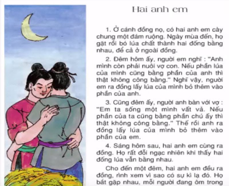 Câu chuyện của hai anh em Việt Nam học lớp 2. (Ảnh: Sưu tầm Internet)