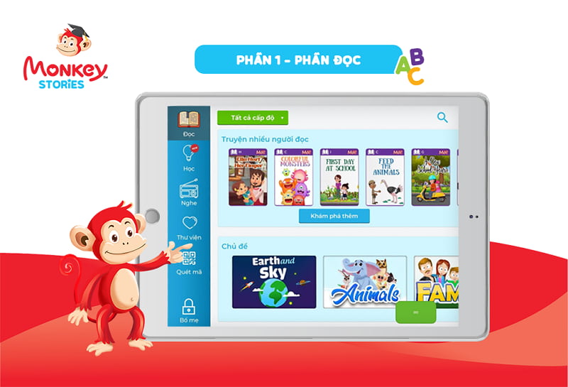 App đọc truyện tiếng Anh của Khỉ.  (Ảnh: Sưu tầm Internet)