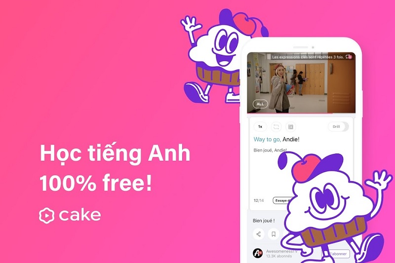 Học tiếng Anh miễn phí với ứng dụng Cake. (Ảnh: Sưu tầm internet)