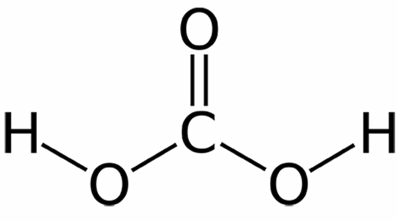 Cấu trúc phân tử của axit cacbonic.  (Ảnh: Sưu tầm Internet)