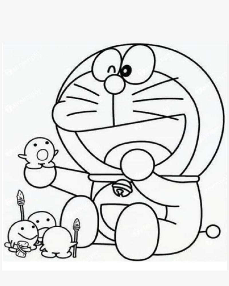 Practice coloring the robot cat Doraemon.  (Photo: Internet Collection)