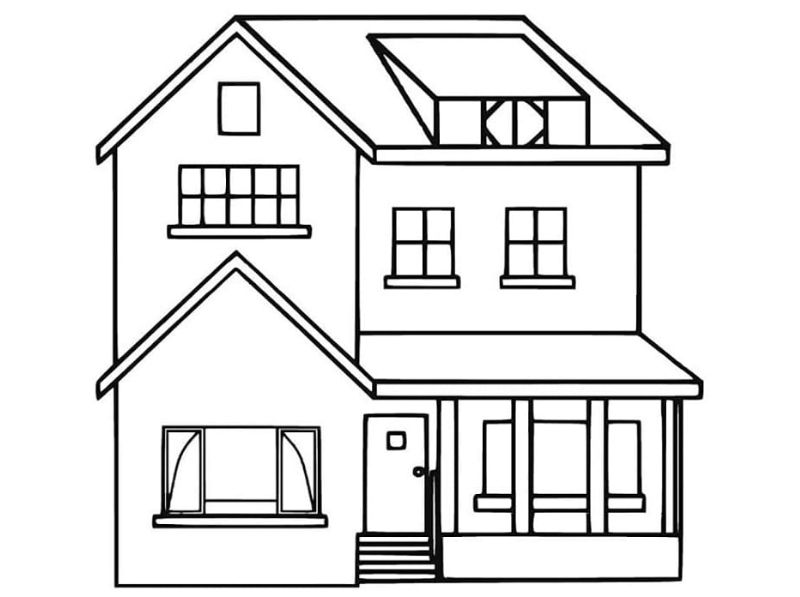 Coloring picture of the house for children Kindergarten, Primary.  (Photo: Internet Collection)