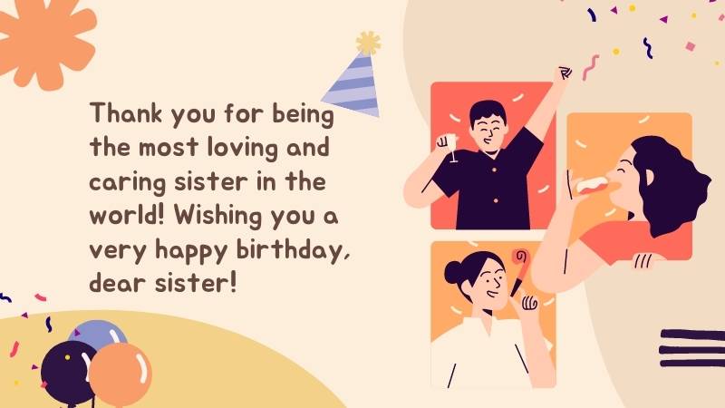 Chúc mừng sinh nhật bằng tiếng Anh cho chị em gái. (Ảnh: Canva)