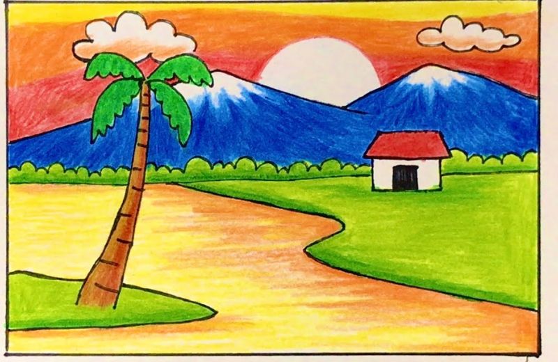 Village landscape painting.  (Photo: Internet Collection)