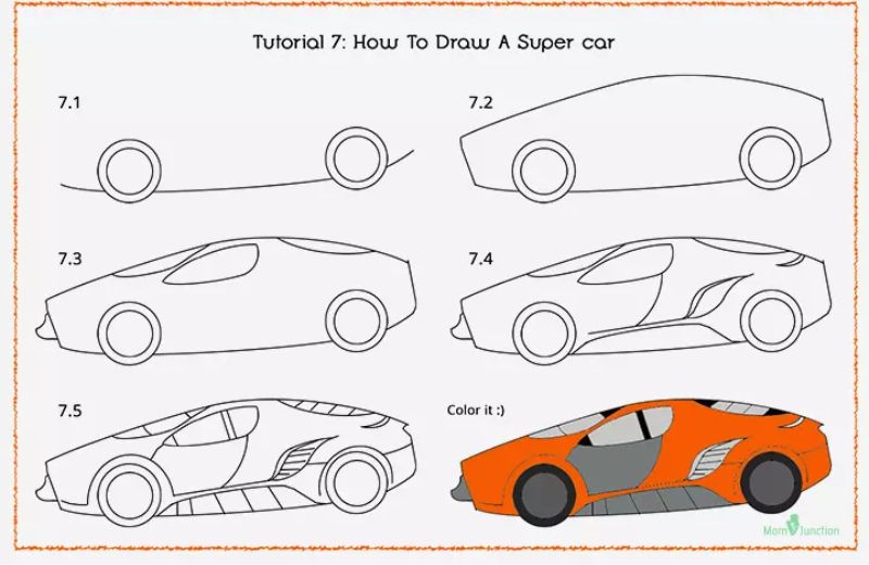 7 cách vẽ ô tô dễ nhất bé dễ dàng thực hiện theo