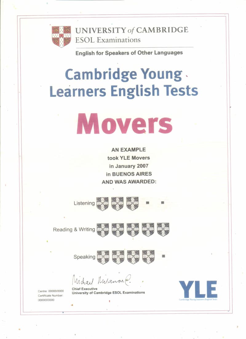Chứng chỉ A1 Movers Cambridge dành cho trẻ 8 - 10 tuổi.  (Ảnh: Internet)