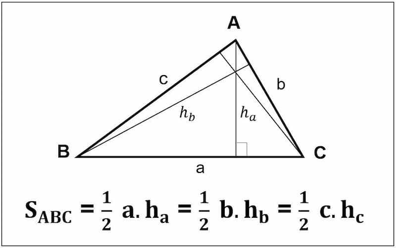 Công thức tính diện tích S tam giác công cộng. (Ảnh: Internet)