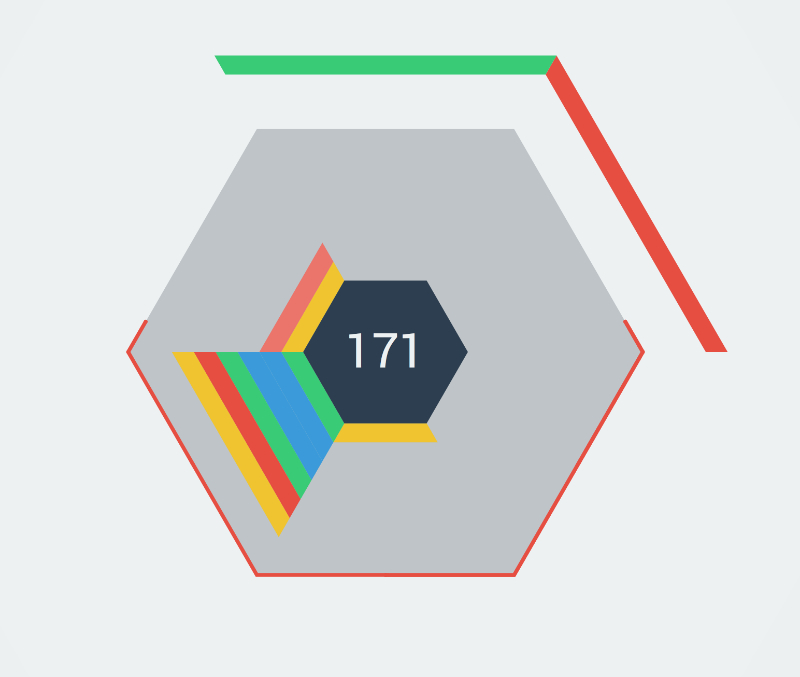 Hextris là tựa game thú vị, giao diện là hình lục giác chuyển động với những khối màu. (Ảnh: Sưu tầm Internet)