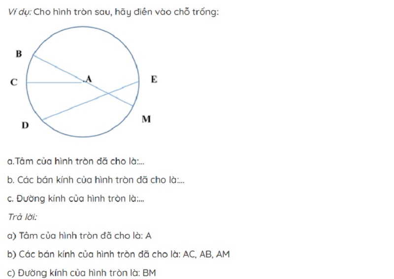 Bài tập xác định các thành phần của hình tròn. (Ảnh: Sưu tầm internet)