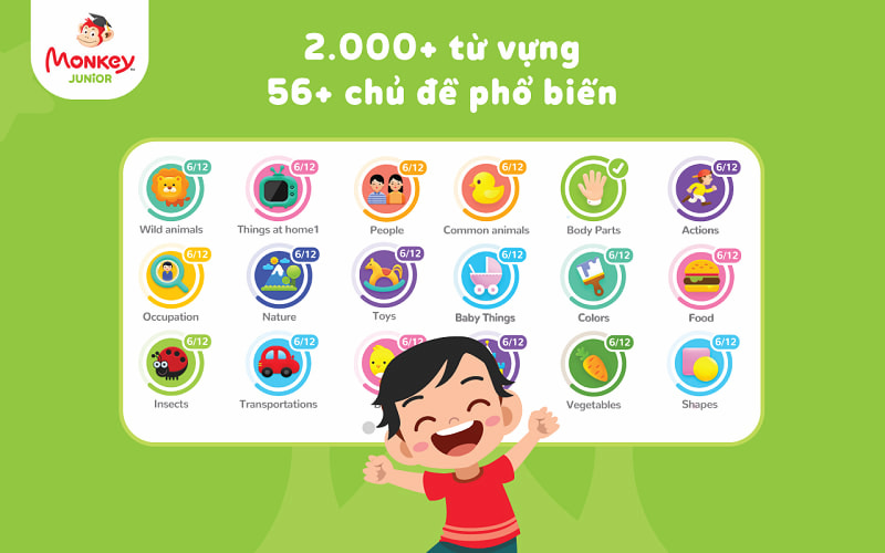 Monkey Junior là ứng dụng hàng đầu cho các bạn nhỏ mới bắt đầu học tiếng Anh. (Ảnh: Monkey)