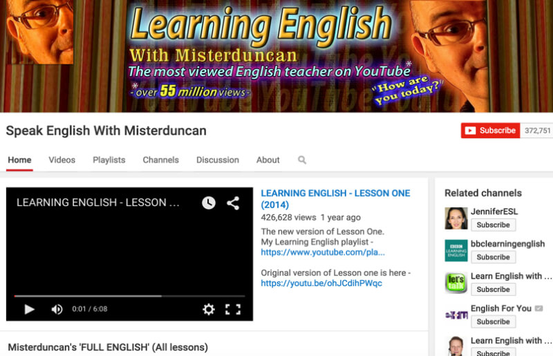 Học Tiếng Anh qua kênh Misterduncan. (Ảnh: Sưu tầm Internet)