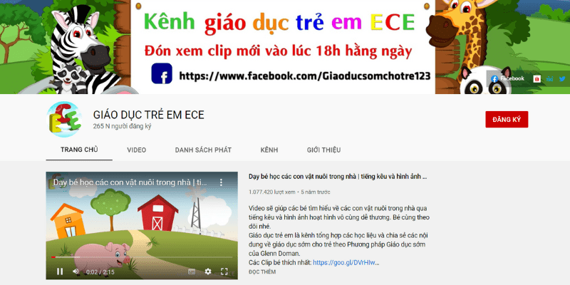 Kênh Youtube Giáo dục trẻ em ECE - Đồng hành cùng trẻ rèn luyện kỹ năng sống