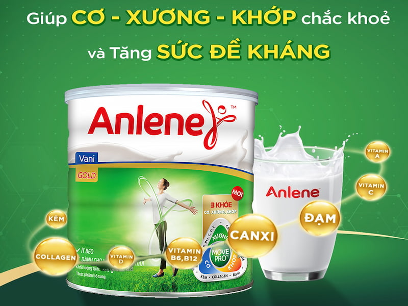 Sữa Anlene là một lựa chọn đáng cân nhắc dành cho người gãy xương. (Ảnh: Sưu tầm Internet)