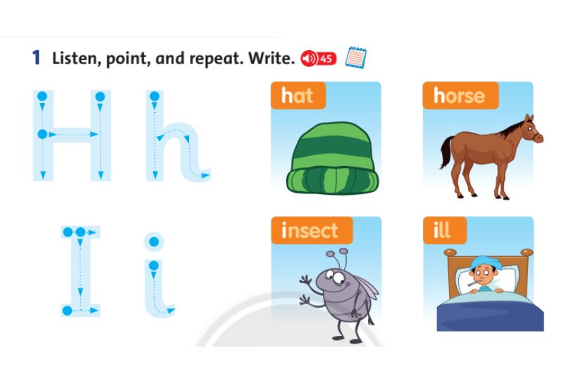 Learn to read and write H, I. (Photo: Textbook screenshot)