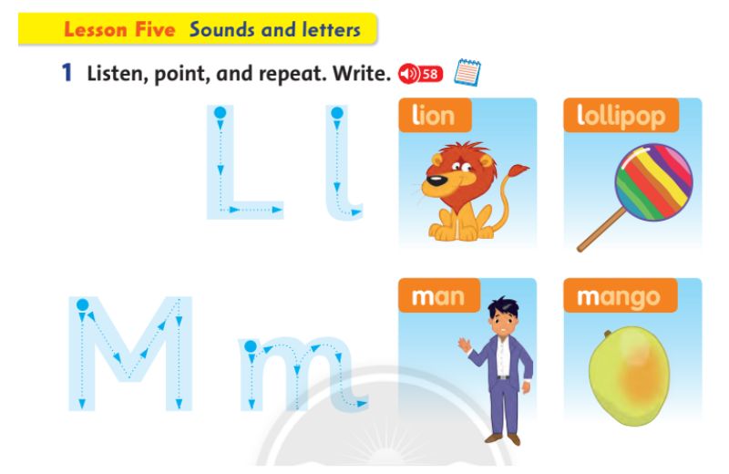 Learn to pronounce L, M. (Photo: Textbook screenshot)