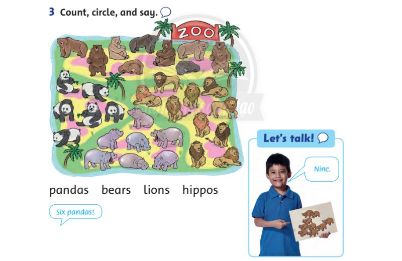 Activity 3 Count, circle and speak - Lesson 4 English grade 1 unit 4 They'rebears.  (Photo: Textbook screenshot)