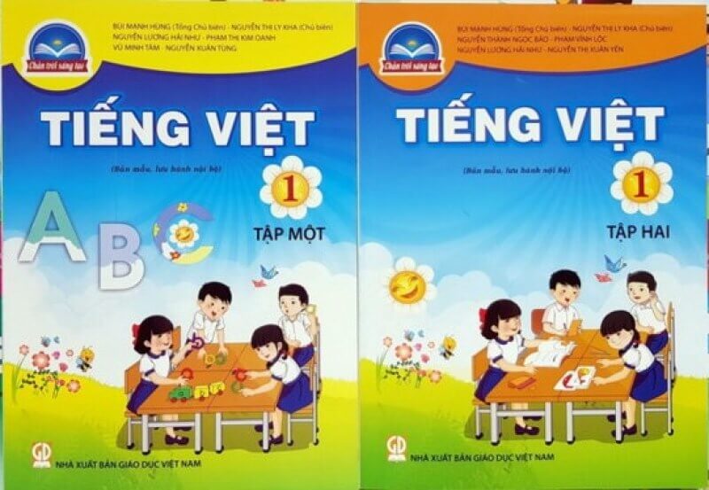 Bộ sách tiếng Việt lớp 1 tập 1 + tập 2 Chân Trời Sáng Tạo. (Ảnh: Cửa Hàng Sách)