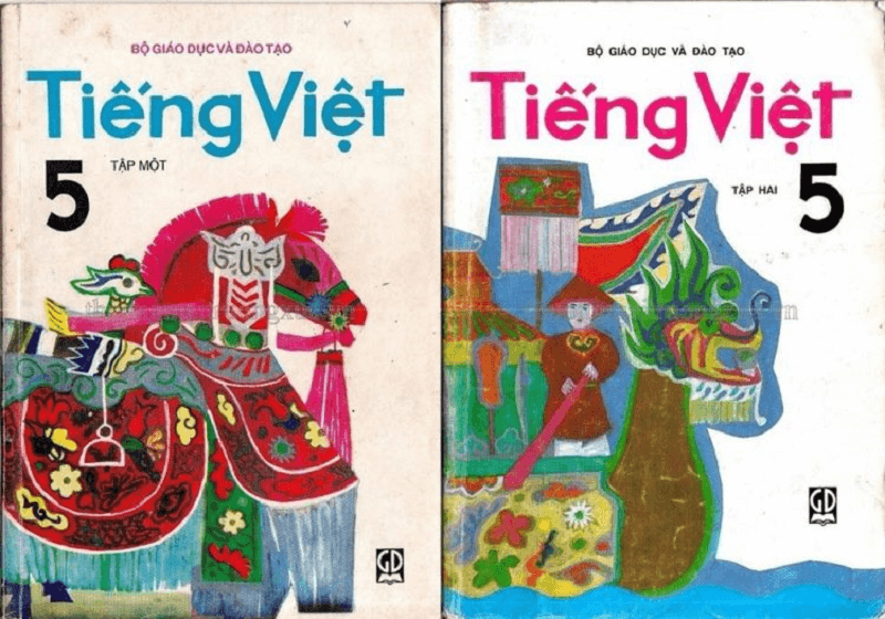 Bộ sách tiếng Việt lớp 5 tập 1, tập 2. (ảnh: Trở về tuổi thơ)