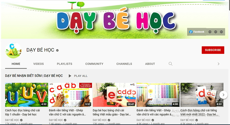 Bé vui học Tiếng Việt với kênh YouTube Dạy Bé Học.  (Ảnh: Dạy Bé Học)