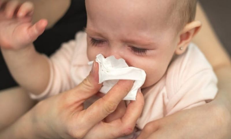 Hướng dẫn xử lý khi trẻ 1 tuổi bị chảy máu cam. (Ảnh: Nguồn Internet)