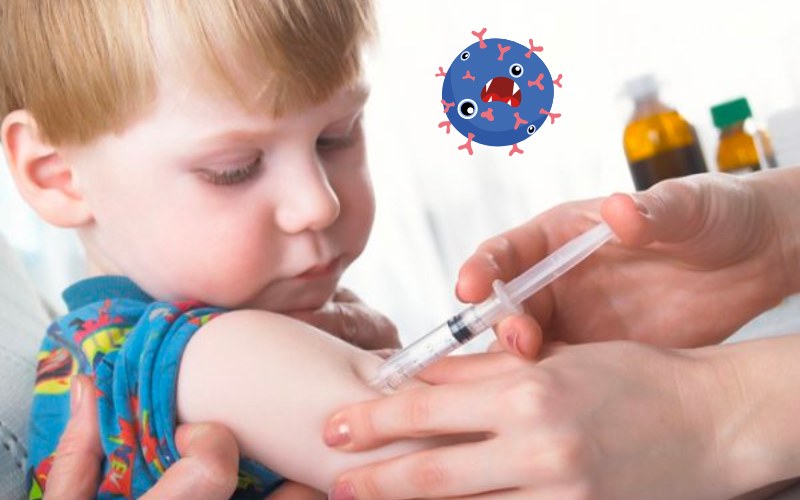 Nhấn vào ảnh để phóng to Trẻ bị cảm nhẹ vẫn có thể đi tiêm vắc xin phòng sởi (Ảnh: Sưu tầm internet)