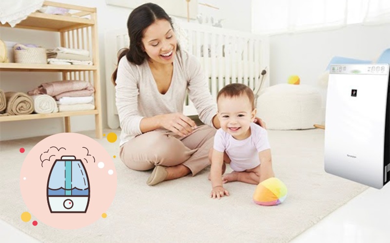 Sử dụng máy làm ẩm không khí để làm ẩm không khí xung quanh bé (Ảnh: Sưu tầm Internet)