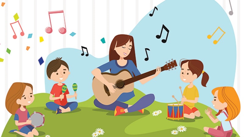 Âm nhạc là chất xúc tác giúp bé rèn luyện tư duy rất tốt. (ảnh: Sưu tầm internet)