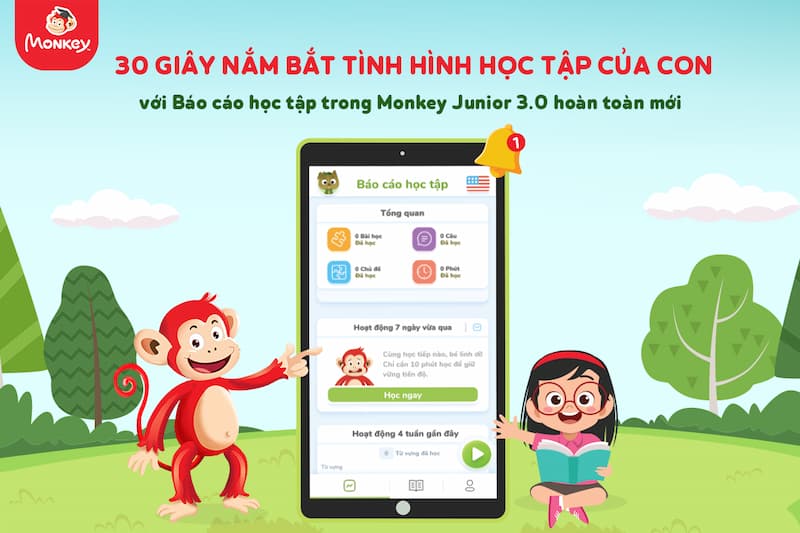 Ứng dụng Monkey Junior hỗ trợ trẻ học từ vựng chuẩn Anh - Mỹ. (Ảnh: Monkey)