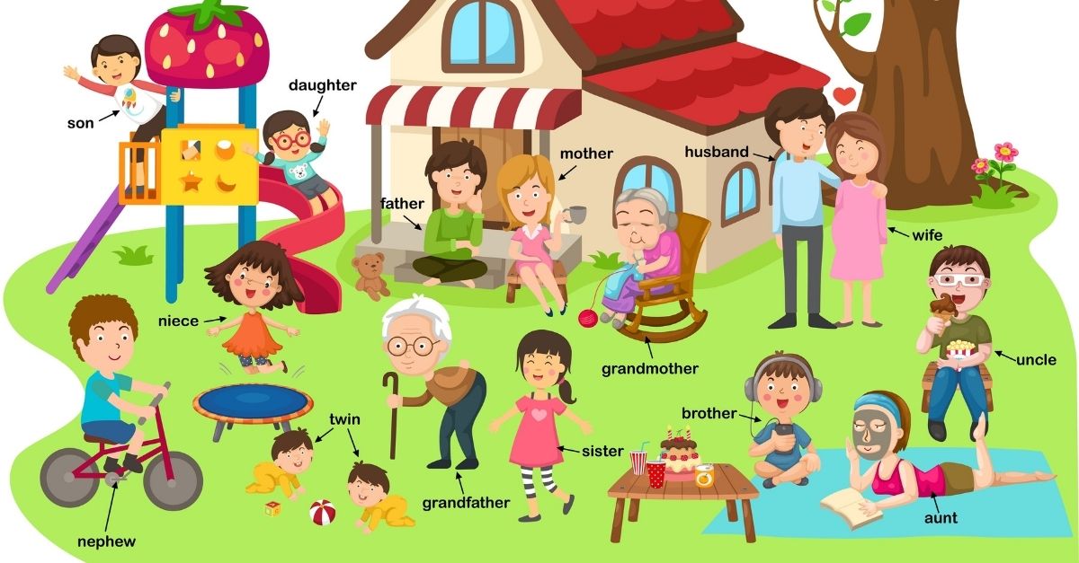 Từ vựng tiếng Anh viết về gia đình cho bé. (Ảnh: Shutterstock.com)