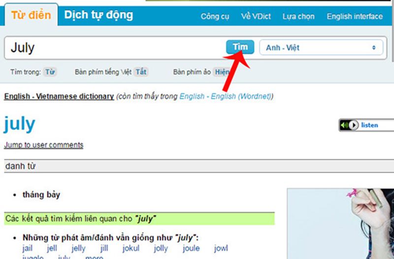 Vdict - Web dịch tài liệu văn bản từ tiếng Anh sang tiếng Việt chính xác.  (Ảnh: Tác giả)